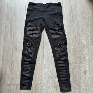 Alo Yoga High Waisted Moto Performance Leggings Women's Small Black Skinny